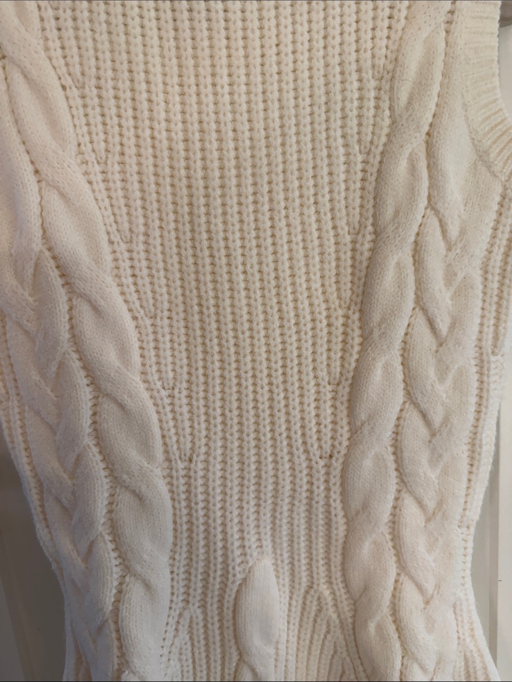 Vici Sleeveless Cable-Knit Mock Neck Sweater Dress - Cream small - Picture 4 of 6